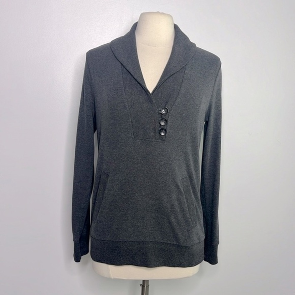 Banana Republic Gray Long Sleeve Cotton Blend Collared sweater medium